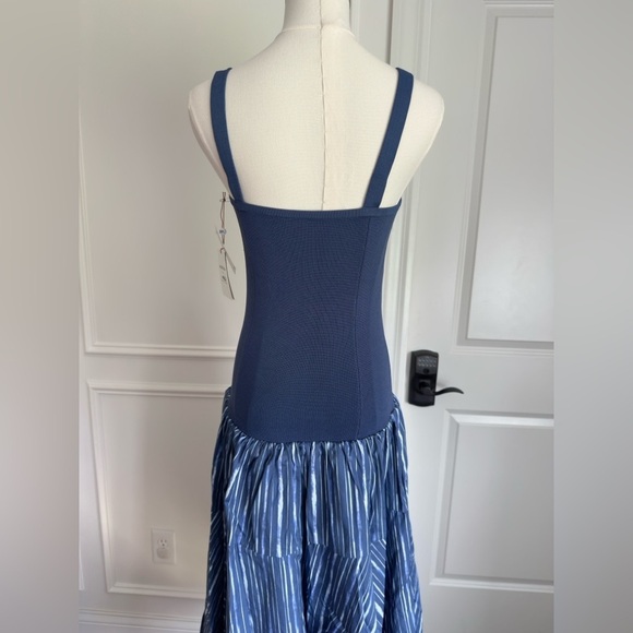 NWT Nordstrom House of Aama Lana Mixed Media Indigo Blue Women’s Dress Small - Picture 8 of 11